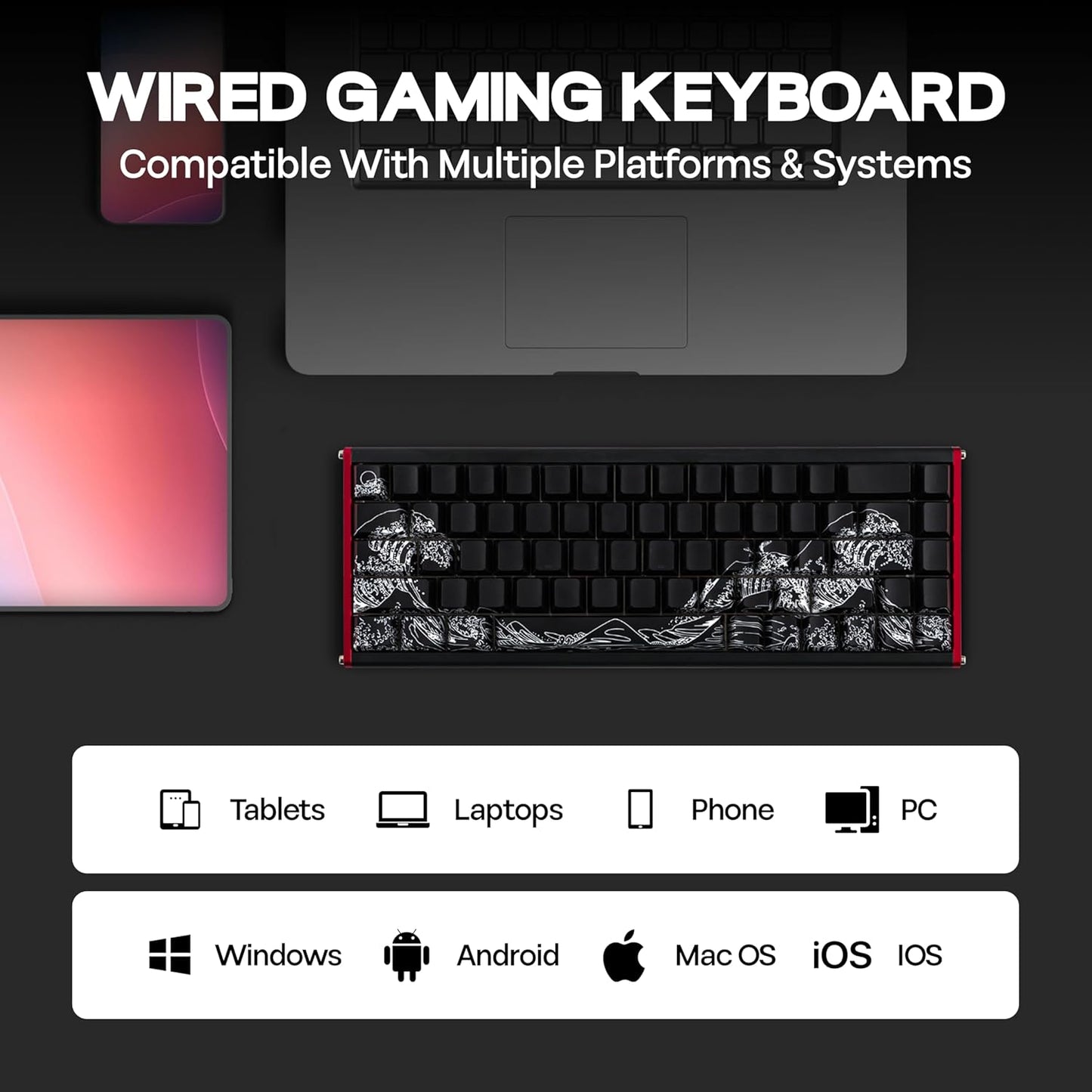 AJAZZ ALUX68 HE Aluminum Rapid Trigger Gaming Keyboard with Magnetic Switch, Wired Hall Effect Keyboard with 8K Polling Rate, 0.125ms Latency, RGB Backlight (Black Side-Printed, ALUX68)