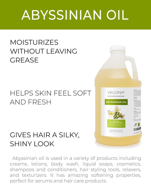 velona Abyssinian Oil 64 Fl Oz | 100% Pure and Natural Carrier Oil | Hair, Body Care | Use Today - Enjoy Results