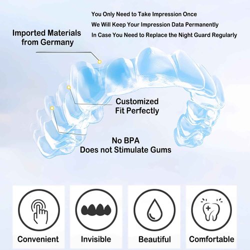 Custom Night Guard, Custom Mouth Teeth Guards Against Teeth Grinding/Clenching Dental Retainer for TMJ Relief and Bruxism (One Upper Guard)