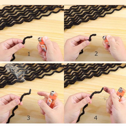 Curly Wave Loc Extensions Human Hair 0.4cm&0.6cm width 6-18 inch 10,30 strands 100% human hair locs extensions for men women Handmade Permanent Dread Extensions0.6cm 16inch 30strands