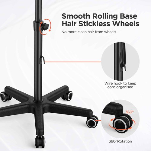 TASALON Ultimate Salon Tray on Wheels,Tray Cart with 2 Magnetic Bowls Irony Tattoo Table Station Rolling Tray with Hair Stickless Wheels,Chemical-Resistant Hair Stylist Instrument Tray,Tray for Dyson