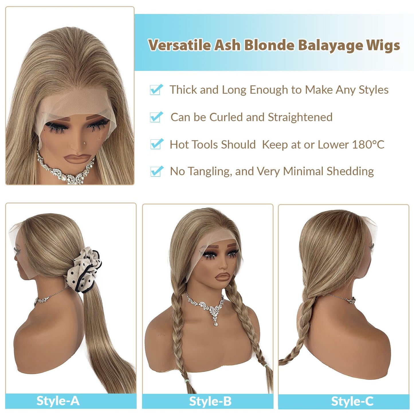 13x6 Ash Blonde Highlight Lace Front Wig Human Hair 20 Inch Straight Ash Brown to Blonde Balayage Wig Human Hair 180% Density Glueless Ombre Brown to Platinum Highlights HD Lace Wigs for Women