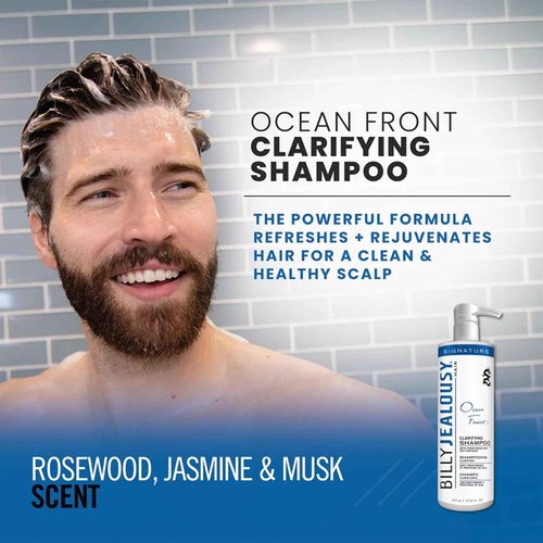 Billy Jealousy Ocean Front Clarifying Shampoo for Build Up, Excess Oil, Dirt, Product & Hard Water, Refreshing Oily Hair Shampoo for Men, Scalp Detox Unclogs Hair Follicles, Paraben-Free, 33.8 Fl Oz