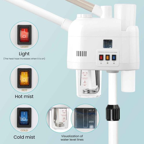 Retain time face steamer for hot and cold, Face Steamer with More Steam, Adjustable Height for Face Steamer Suitable for Personal Home and Professional Personal Care Places, Moisturizing or Hydrating.