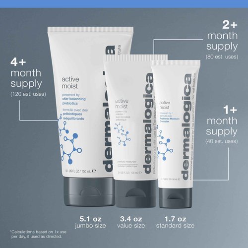 Dermalogica Active Moist Face Moisturizer, Oil-Free Lightweight Daily Hydrating Lotion, Helps Improve Skin Texture and Combat Surface Dehydration for Women and Men - 3.4 fl oz