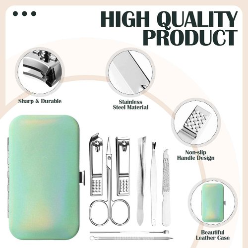 Leriton 60 Pack Manicure Set Bulk Gifts Stainless Steel Nail Clipper Set with Case 8 in 1 Personal Pedicure Kit for Women Men Gifts for Christmas(Mix Color,Stylish)
