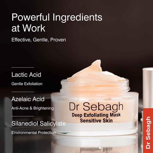 Dr Sebagh Deep Exfoliating Mask (1.7 fl oz) - Gentle Exfoliating for Sensitive Skin - Lactic Acid Detox Face & Pore Cleansing - Anti-Aging Skin Mask for Radiance & Renewal