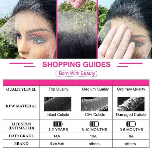 BELE 20 Inch Body Wave Lace Front Wigs Human Hair Pre Plucked With Bleached Knots Glueless 13x4 HD Lace Frontal Wigs 180 Density Natural Color 100% Brazilian Virgin Human Hair Wig For Women