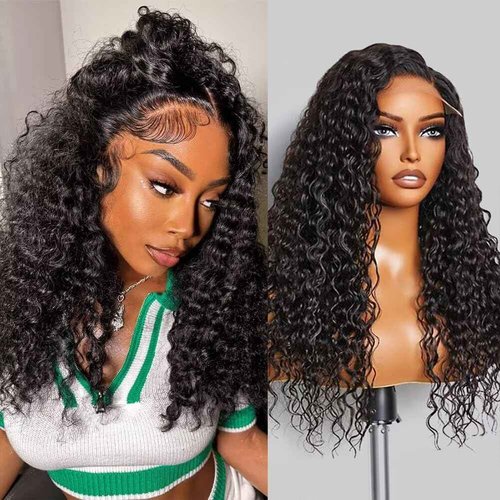 utodoo 20 Inch 13x6 Deep Wave Lace Front Wigs Human Hair Wig for Women 12A 200% Density HD Lace Front Wigs Human Hair Pre Plucked with Baby Hair Natural Black