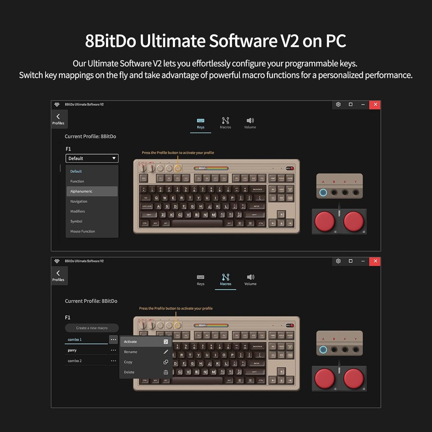 AKNES 8BitDo Retro 108 Mechanical Keyboard, Hot Swappable Gaming Keyboard with 108 Keys, Integrated Numpad, Dual Super Buttons, Bluetooth/2.4G/USB-C for Windows & Android - Fami Edition