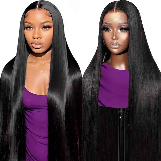 220 Density 13x6 Lace Front Wigs Human Hair 32 Inch Straight HD Lace Frontal Wigs Human Hair Pre Plucked with Baby Hair Glueless Wigs Brazilian Virgin Straight Wigs Human Hair for Women Natural Black