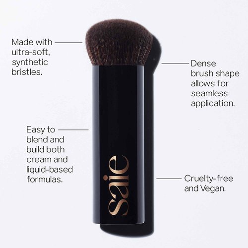 Saie Sun Melt Duo - The Big Brush - Soft, Multi-Use Liquid + Cream Makeup Brush With Synthetic Bristles Bundled With Sun Melt Bronzer in Light Bronze - Buildable Cream Contour, Velvet Finish (1 oz)