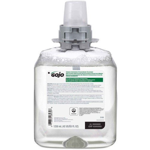 GOJO Green Certified Foam Hand Cleaner, Fragrance Free, 1250 mL Hand Soap Refill FMX-12 Push-Style Dispenser (Pack of 4) - 5165-04