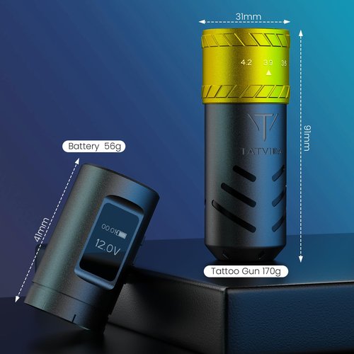 Tattoo Gun Wireless tattoo machine, 2400mAh Rotary Tattoo Machine with 7 stroke length Options, Pro Tattoo Guns with Motor Power reliable for all kinds of needles, ink (One Battery)