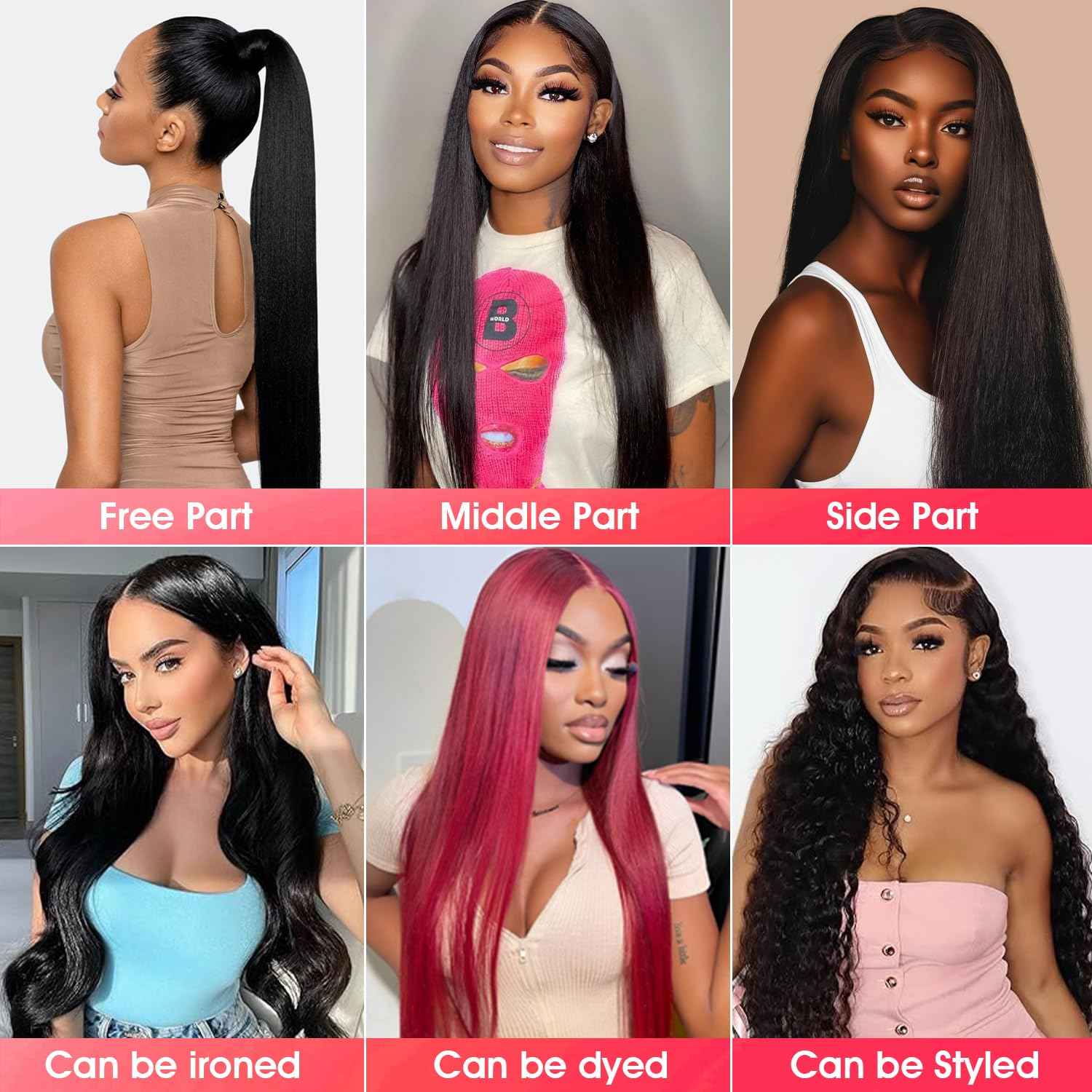 Human Hair Bundles with Frontal Closure (18 20 22 24+16,Free Part), 4 Bundles Human Hair with 13x4 HD Lace Frontal,100% 16A Virgin Brazilian Straight Human Hair Bundle Extensions Double Weft