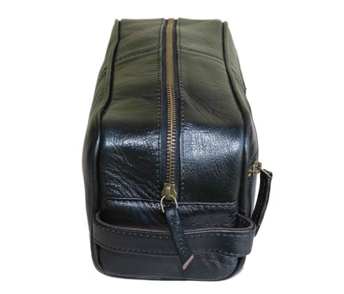 jaald Men's Large Genuine Black Luxury Leather Toiletry Bag Shower Kit Shaving And Grooming Bag For Travel Groomsmen Gift Men Women Hanging Zippered Makeup Bathroom Cosmetic Pouch Make Up Case
