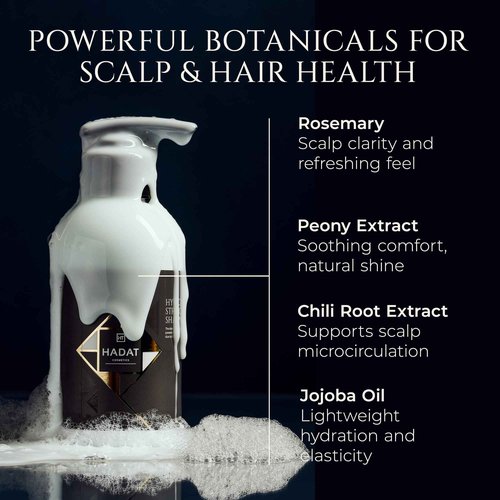 HADAT Root Strengthening Shampoo Hair Growth - Premium Rosemary Clarifying Shampoo for Oily Scalp - Moisturizing Volumizing - Sulfate Low, p-H Balanced, for Women & Men, 8.45 Fl Oz