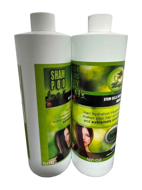 Cirugia Capilar De Celulas Madres De Manzana Con Argan (32 oz + Shampoo) Alisado Perfecto Y natural. (16oz)
