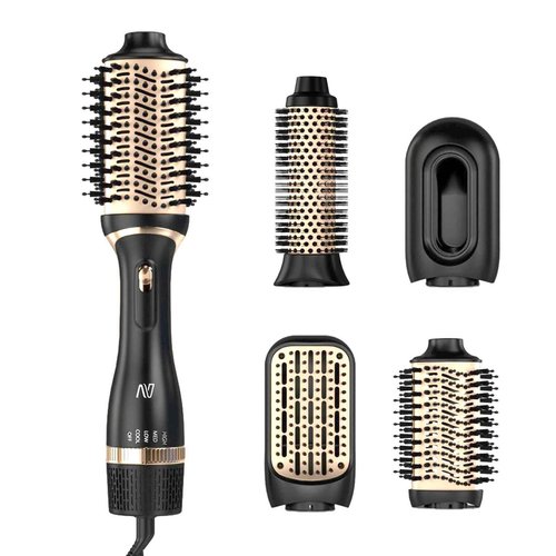 Nycoba Hair Dryer Brush Set, Multifunctional Hot Air Brush for Salon Blowouts, Negative Ion Technology & Quick Drying, Shiny and Less Frizz, Champagne Gold