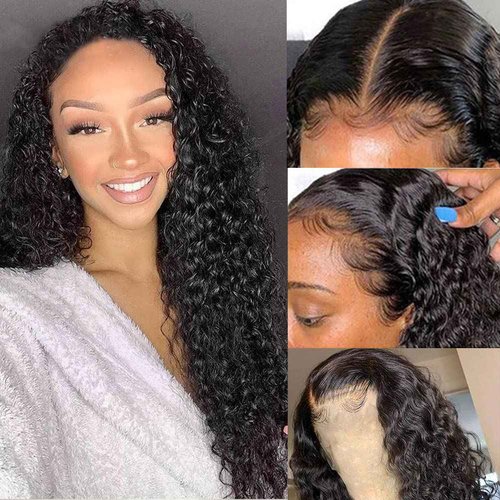 VIPbeauty 13x6 Deep Wave Lace Front Wigs Human Hair 200 Density Transparent HD Lace Frontal Wig for Black Women Pre Plucked With Baby Hair Virgin Hair Wigs 18 Inch