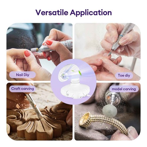 Nail Dust Collector Tech Professional: LED Light Flexible Tube 650PA Powerful Suction - Nail Dust Vacuum Machine 3 Adjustable Speeds Ultra-Quiet for Manicure Pedicure Model Craft Sanding