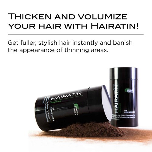 HAIRATIN Building Fibers for Thinning Hair, Dark Brown, 28G - Achieve Fuller, Natural Looking Results, Instantly Conceals Hair Loss in 10 Seconds, Thickener & Bald Spot Cover Up for Men & Women
