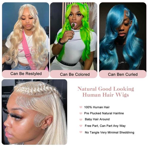 Myecool 613 Lace Front Wig Human Hair 13×4 Straight 613 HD Lace Frontal Human Hair Wigs for Women Pre Plucked Bleached Knots With Baby Hair (22Inch, 150% Density Blonde Wig)