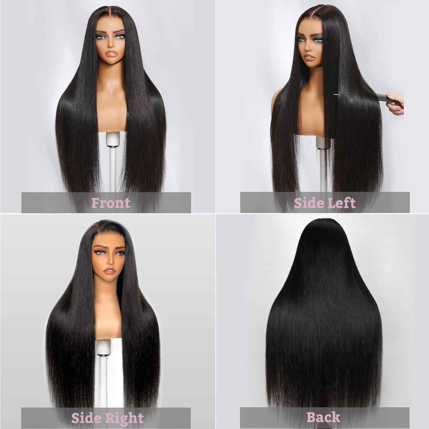 32 Inch Wear and Go Glueless Wigs Human Hair Pre Plucked Pre Cut 7x5 Hd Lace Front Wigs Human Hair for Women No Glue Closure Ready to Wear Straight Wigs 220% Density Natural Black for women