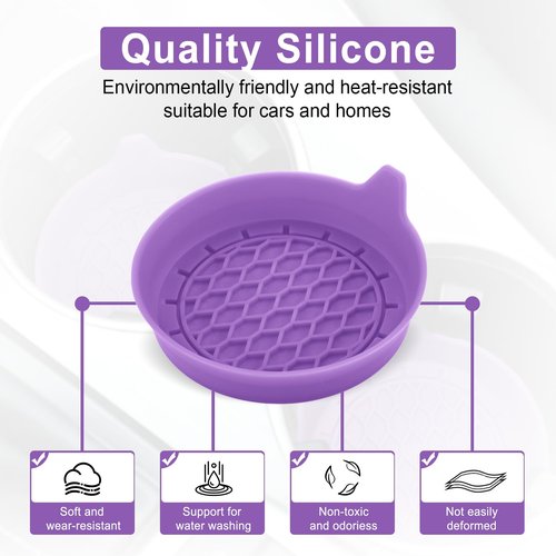 SINGARO Car Cup Holder Coaster, Silicone Cup Holder Insert, Universal Non-Slip Cup Holders, Car Accessories Interior for Women and Man 4 Pack Light Purple