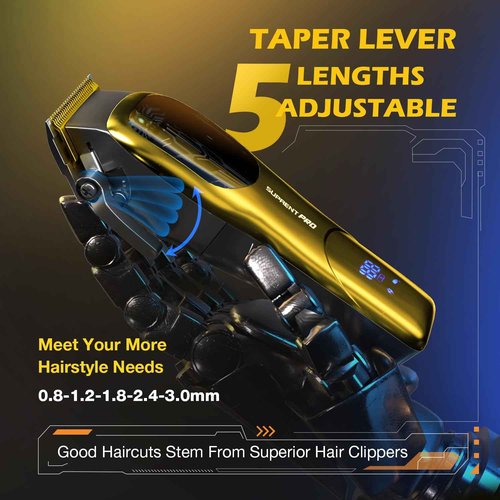 Ultra Quiet Cordless Hair Clippers for Men – High Torque 7800RPM Motor, Low Heat, Professional Hair Clippers with Charging Dock (Gold)