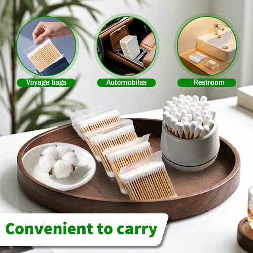 LECEHIVO 11000 Pcs Double Round Cotton Swabs Bulk Travel Size Cotton Buds with Wooden Sticks for Ear Cleaning, Makeup, Daily Use, Pet Care, Arts Crafts