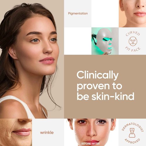 ESTANANA Cordless Red Light Therapy for Face, 7 Modes Led Face Mask Light Therapy with Remote, Near Infrared 880 Red Light Therapy Mask at Home, Wrinkle Reduction, Anti-Ageing, White