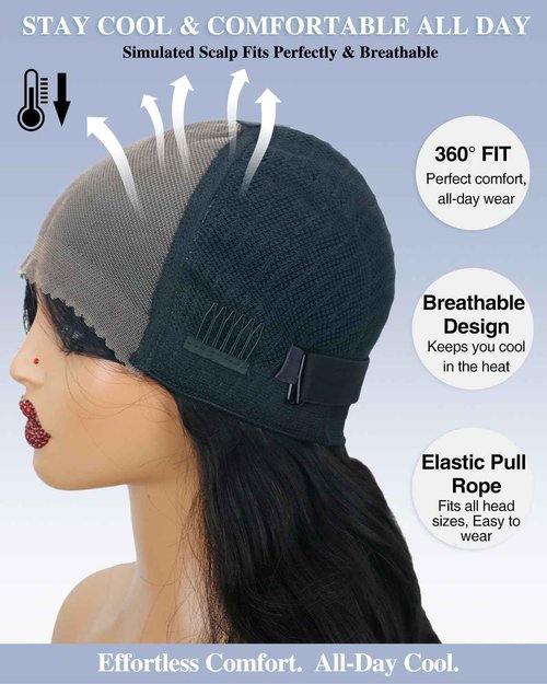 Pobokix Glueless Wigs Human Hair Pre Plucked Pre Cut 250 Density 7x6 Lace Front Wigs Body Wave Closure Wigs For Women 100% Human Hair #1B Natural Black 20inch