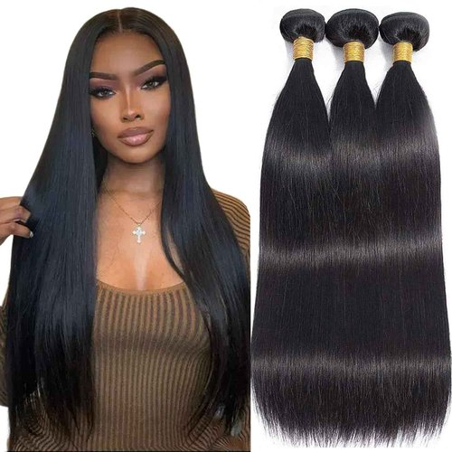 12A Straight Bundles Human Hair 18 20 22 Inch 3 Bundles Human Hair Straight Human Hair Bundles 100% Unprocessed Brazilian Virgin Human Hair Extension
