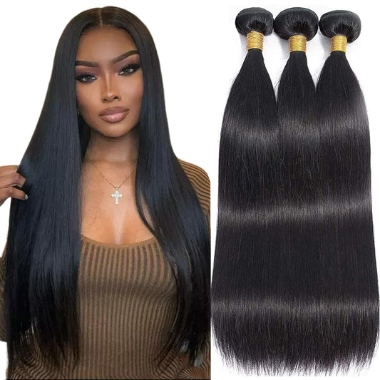 12A Straight Bundles Human Hair 20 22 24 Inch 3 Bundles Human Hair Straight Human Hair Bundles 100% Unprocessed Brazilian Virgin Human Hair Extension