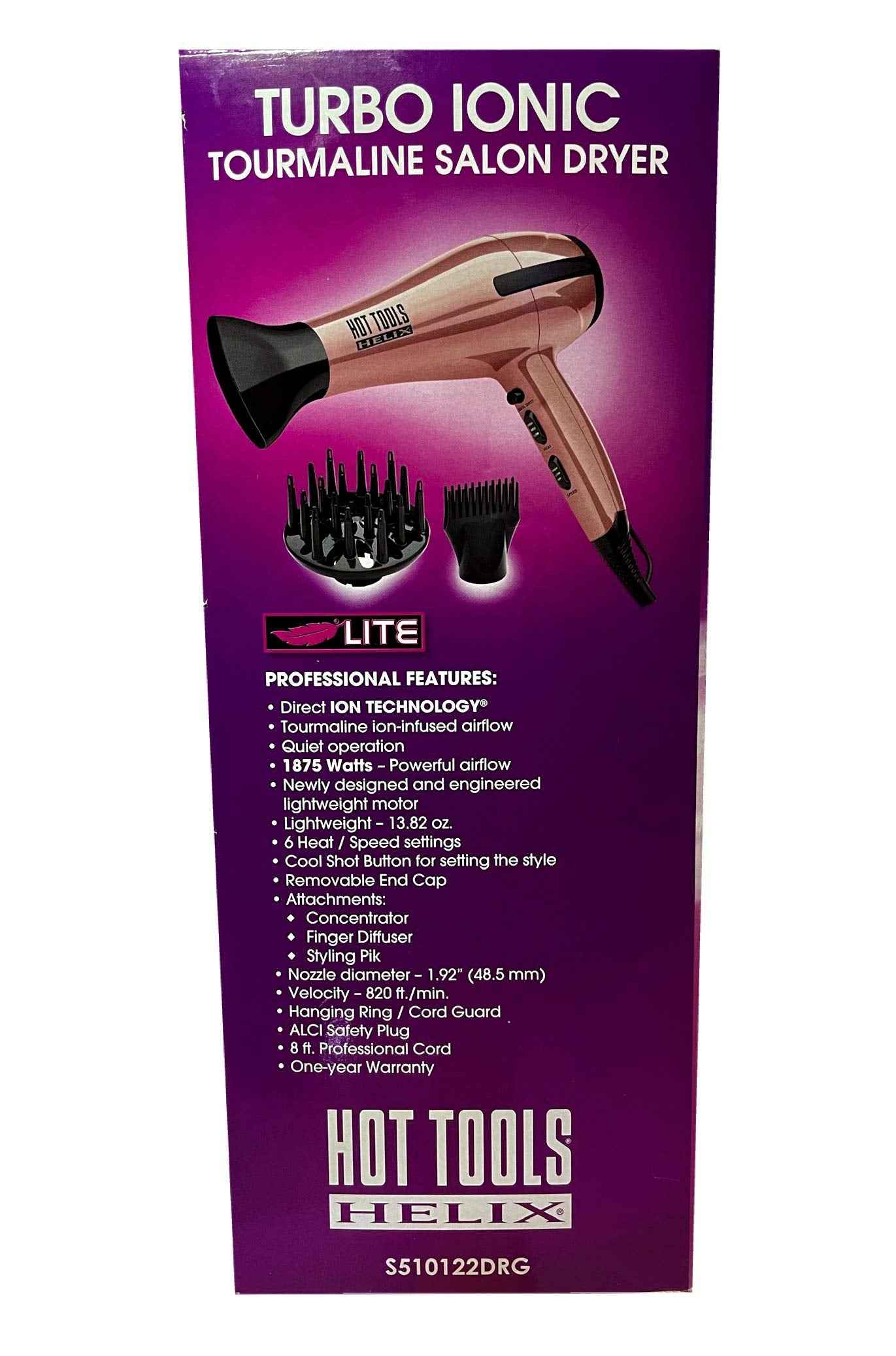 Hot Tools Helix Turbo Ionic Tourmaline Salon Dryer Lite