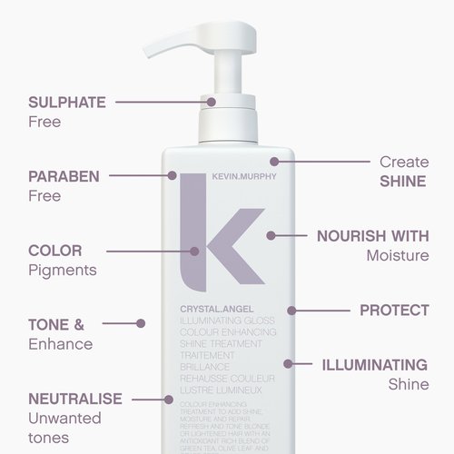 KEVIN.MURPHY CRYSTAL.ANGEL - Colour Shine Hair Treatment - For Colour Gloss - For Coloured or Natural Hair - For Blonde & White Tones - Hair Repair & Shine - 1 L / 33.8 fl oz