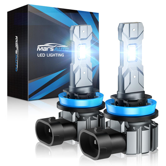Marsauto M1S H11/H8/H9 Bulbs or H11 Fog, 30000LM Super Bright, Real 1:1 Design H11 Fog Light, No Fan No Noise H9 Bulb, 6000K Cool White H8 Light, 3min Plug and Play, IP68, Pack of 2