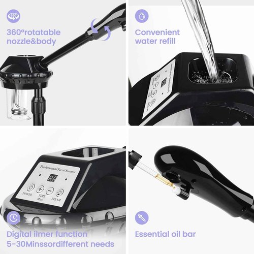 Wuissvnb Facial Steamer, Poressional Facial Steamer on Wheels with Timer Function, Ozone Face Steamer for Spa, Salon and at Home Use