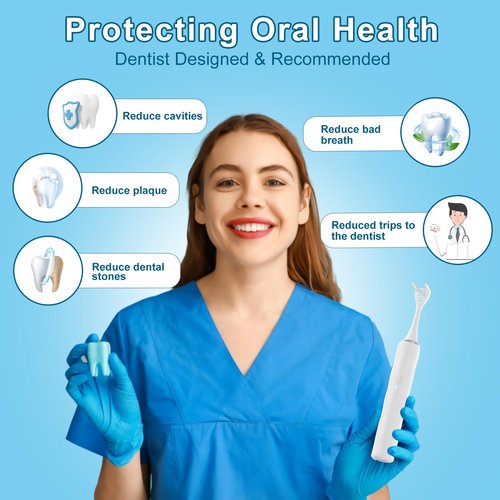 Electric Flosser for Teeth: with 4 Speeds and 50 Replacement Heads Instead of Water Floss and Floss Picks as Gum Stimulator,Tongue Cleaner,Dental Tools for Adults & Kids