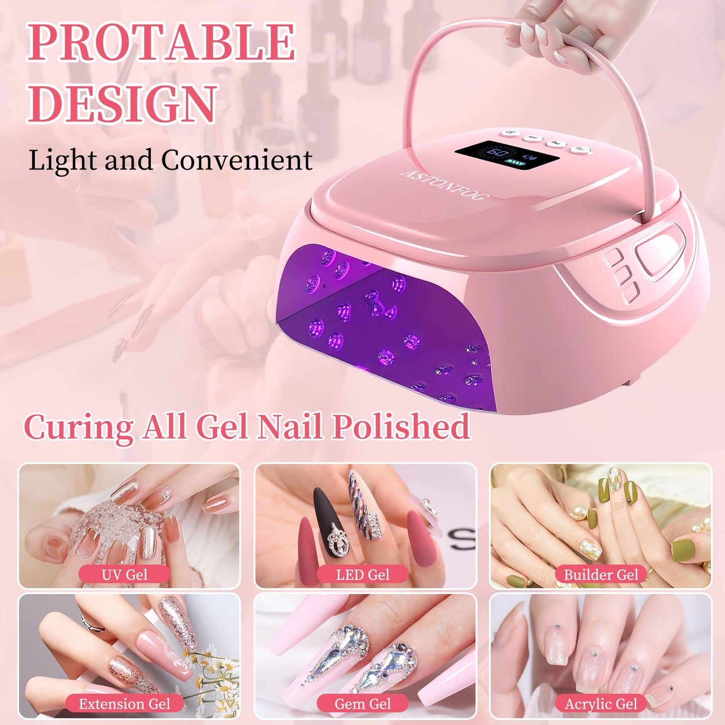 126W UV LED Nail Lamp for Gel Polish Cordless Rechargeable Nail Dryer,Nail Cure Lamp with Automatic Sensor & 4 Timers, Portable Professional Nail Light