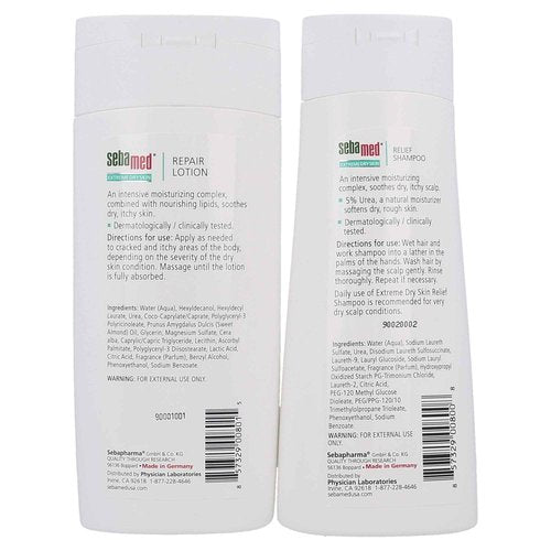 Sebamed Extreme Dry Skin 5% Urea Shampoo (200mL) and 10% Urea Lotion for Dry Itchy Skin and Scalp (Value Pack)