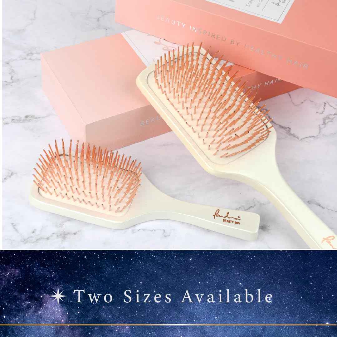 Pandora's Beauty Box Rose' Copper Massage Brush - Hair & Scalp Care, Dandruff Relief, Relaxation (Large)