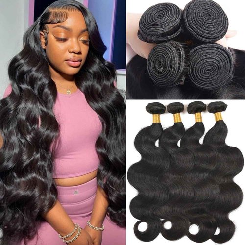 12A Human Hair Bundles 18 20 22 24 Inch Body Wave Bundles Human Hair Unprocessed Brazilian Virgin Raw Remy Hair 4 Weaves Bundles for Women Natural Color