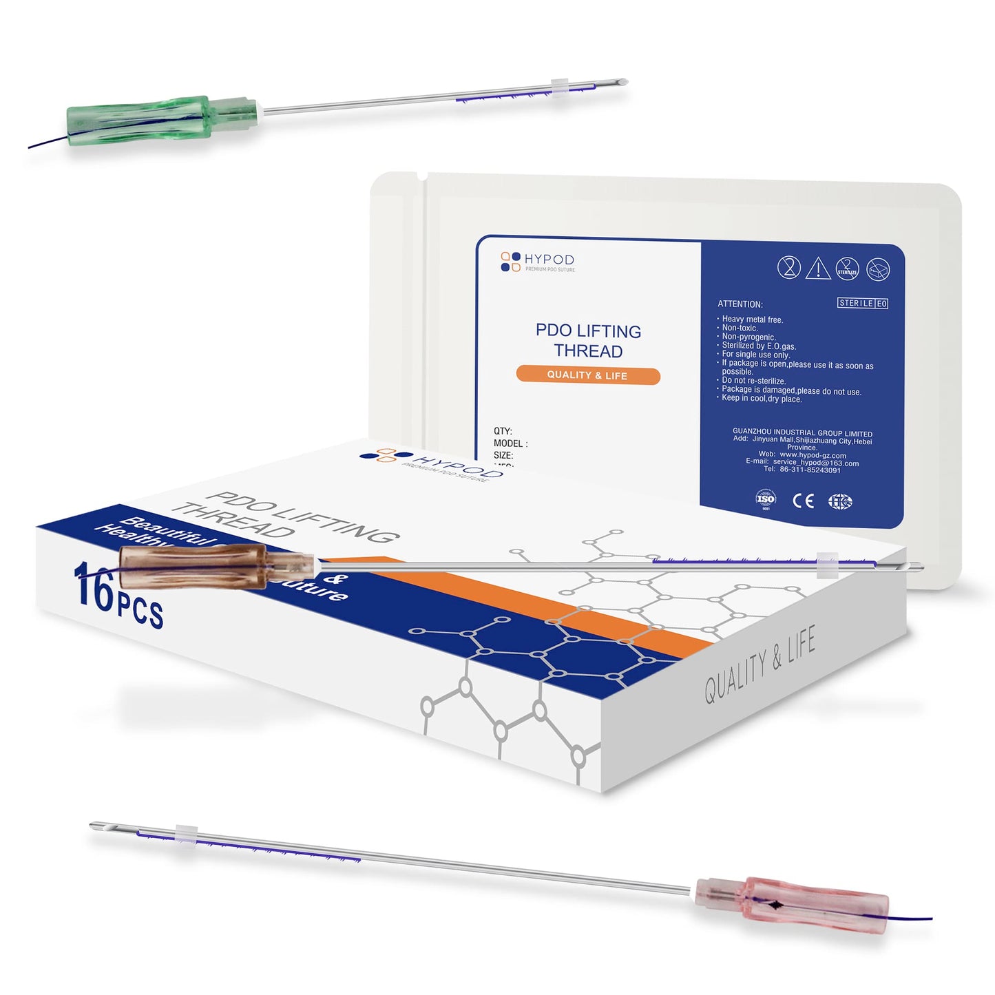 HYPOD Pdo Threads 4D Big V, Pdo Lifting Thread 360 Degrees Have a Sawtooth Structure (16PCS-L21G*60MM)