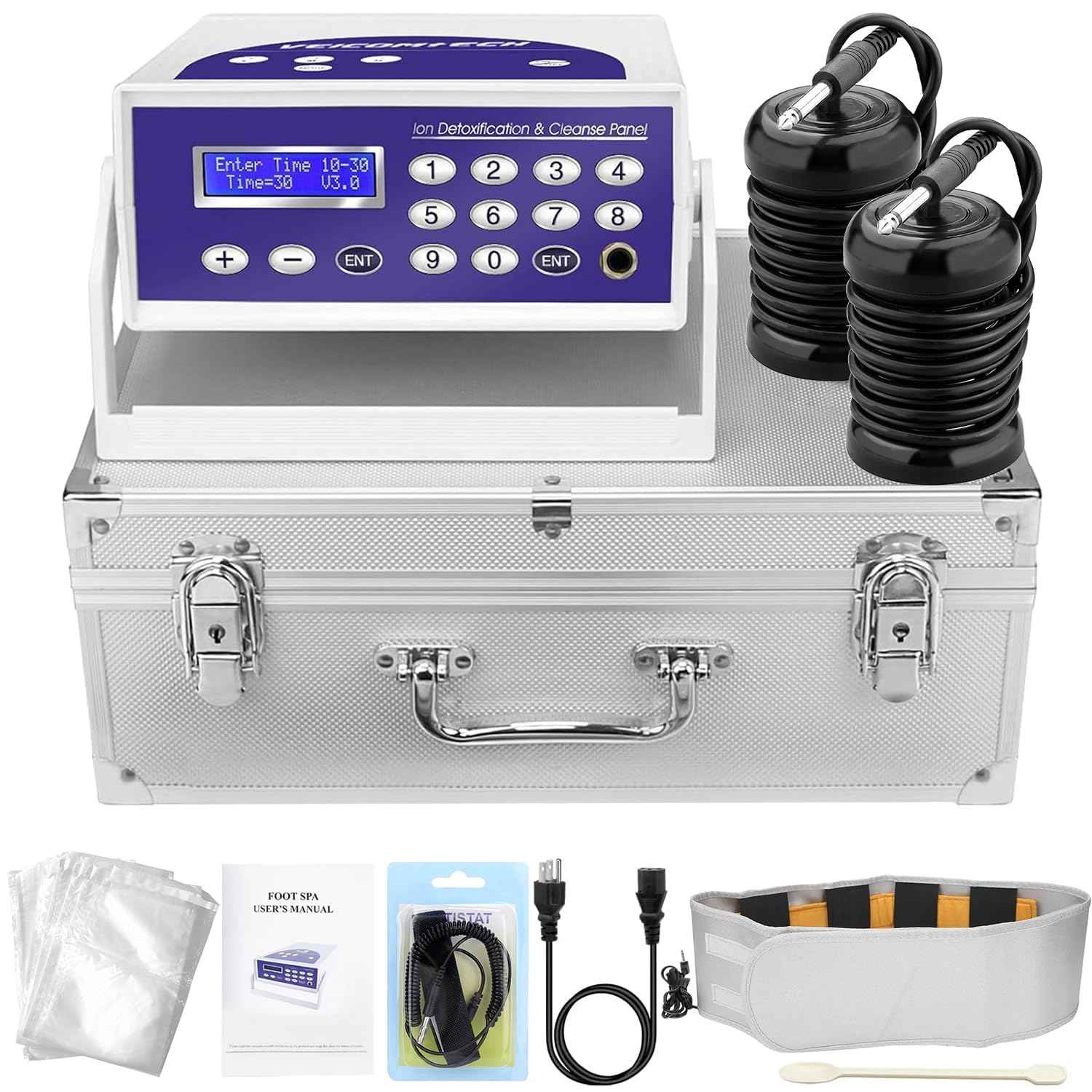 Ionic Foot Bath Detox Machine, Foot SPA Detox Cleanse Machine with 2 Arrays, Far Infrared Waistbelt, 80pcs Liners