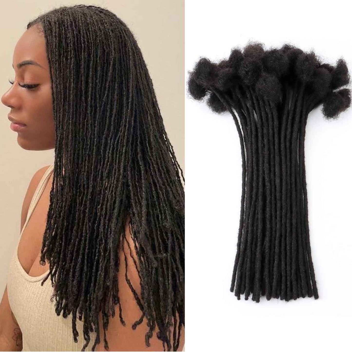 Loc Extensions Human Hair 0.4cm&0.6 cm&0.8cm width 4-18inch 10, 20, 40, 100 strands 100% Human Hair Locs Extensions for Men Women Natural Dreadlocks Can Be Dyed Bleached Curled 0.4cm 8inch 70 Strands