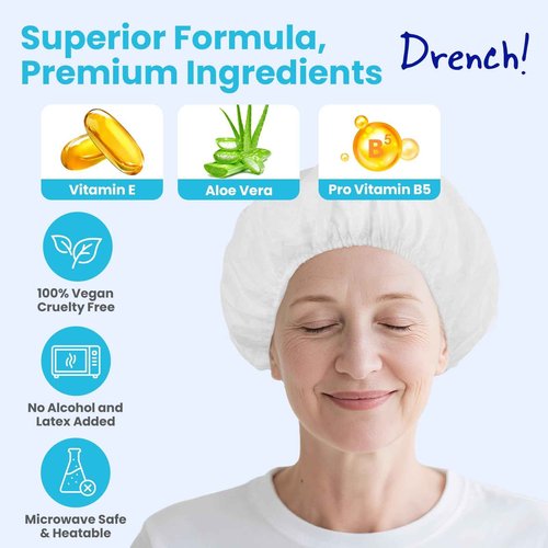 Drench No Water Hair Washing Cap - Waterless Shower Caps with Shampoo and Conditioner - Disposable Rinse Free Wash Aids - Ideal for Elderly and Disabled - Pack of 24