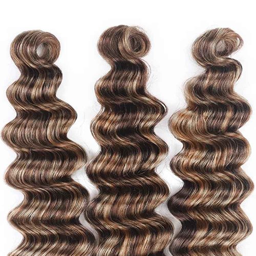 Highlight Bundles P4613 Loose Deep Wave Human Hair Bundle Ombre Brown 3 Bundles 28 28 28 Inch Two Tone Chocolate Brown Mixed With 613 Blonde Bundle 300G