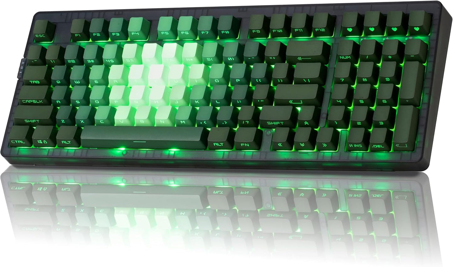 ZORNHER ZH980 Wireless Mechanical Gaming Keyboard,95% Green Hot-Swappable Custom Creamy Keyboard with Number Pad,Lighted Up PBT Keycaps,Pre-lubed Linear Switches,RGB Backlit,2.4GHz/USB-C/BT5.0